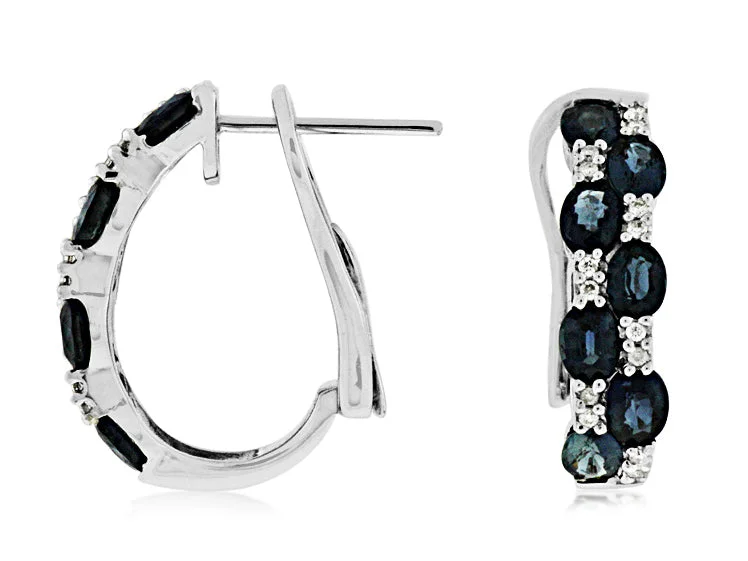 Discounted Luxury Jewelry – Shine Without The Splurge Sapphire and Diamond Double Row Hoop Earrings