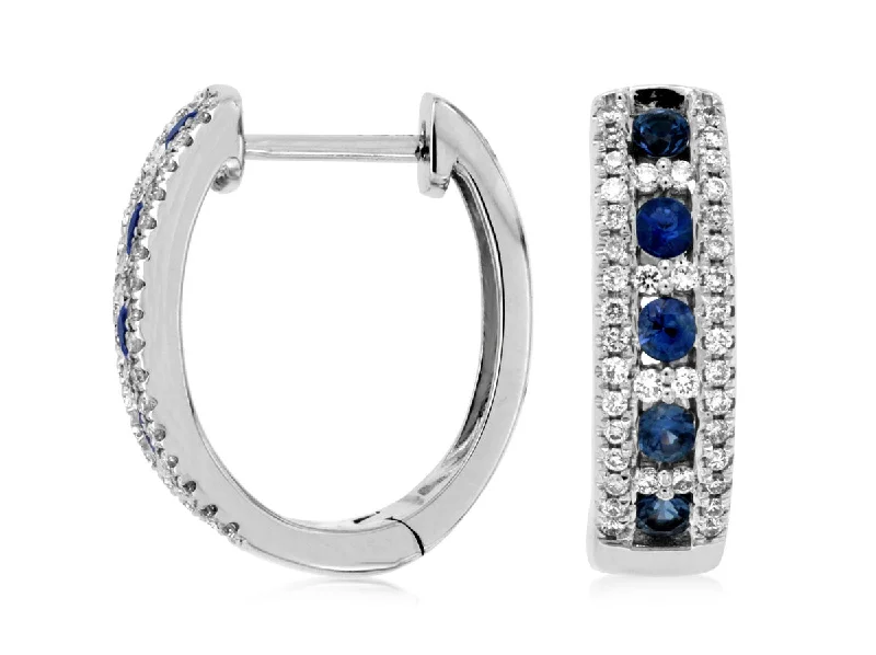 Fashion-Forward Geometric Jewelry For Contemporary Style Sapphire and Diamond Hoop Earrings