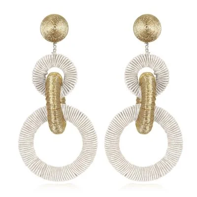 Discounted Luxury Jewelry – Shine Without The Splurge Silk/Metallic Cord Mix Triple Tiered Hoop Earrings