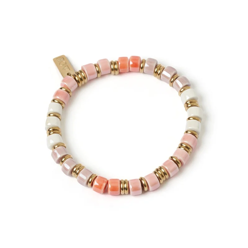 Sparkle On A Budget – Fine Jewelry For Less Skylar Ceramic and Gold Bracelet - Peony