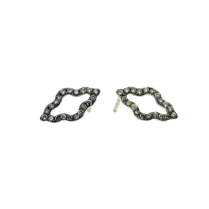 Exclusive Jewelry Offers – Shine For Less Small White Gold P4 Stud with Diamonds and Black Rhodium