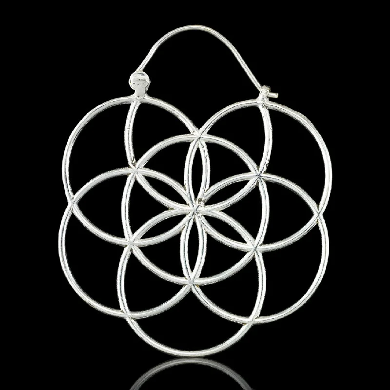Fashion-Forward Geometric Jewelry For Contemporary Style <span>ASE-386<span>: </span></span>Flower of Life Hoops