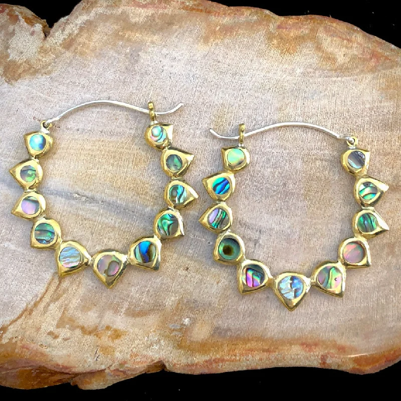 Gorgeous Jewelry, Limited-Time Savings <span>BRES-160<span>: </span></span>Abalone Spiked Hoops - Silver Post