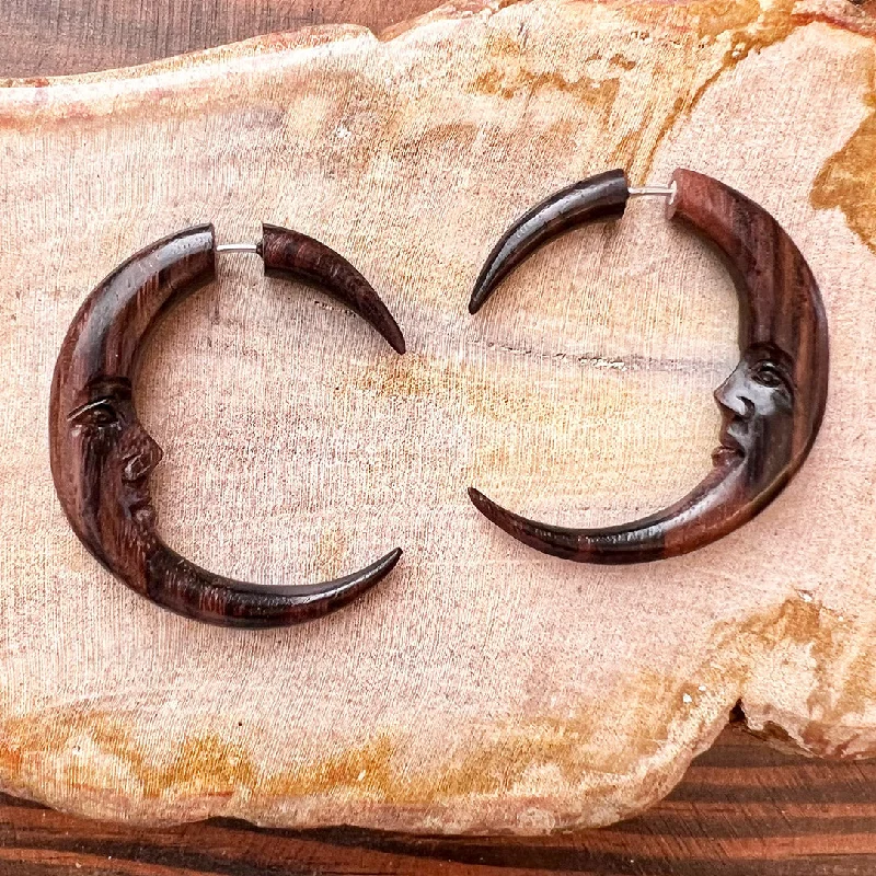 Premium Jewelry Now Available At Special Discounts <span>EFW-089<span>: </span></span>Crescent Moons - Wood