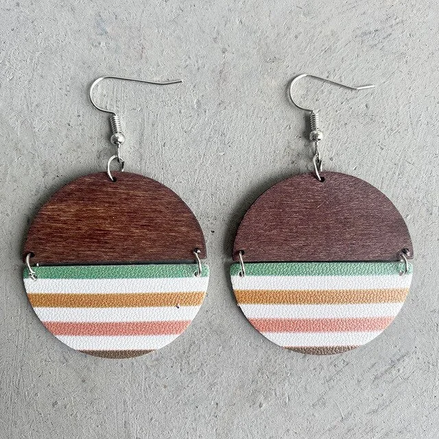 Jewelry Sale – Exclusive Styles At Lower Prices Striped Wood Half Circle Earrings