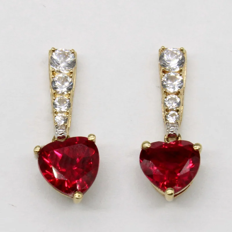 Shop Signature Jewelry Styles At Exclusive Prices Synthetic Ruby & White Sapphire Drop Earrings | 2.60ctw, 0.40ctw |