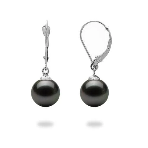 Don't Miss These Dazzling Jewelry Discounts Tahitian Black Pearl Earrings in White Gold - 9-10mm
