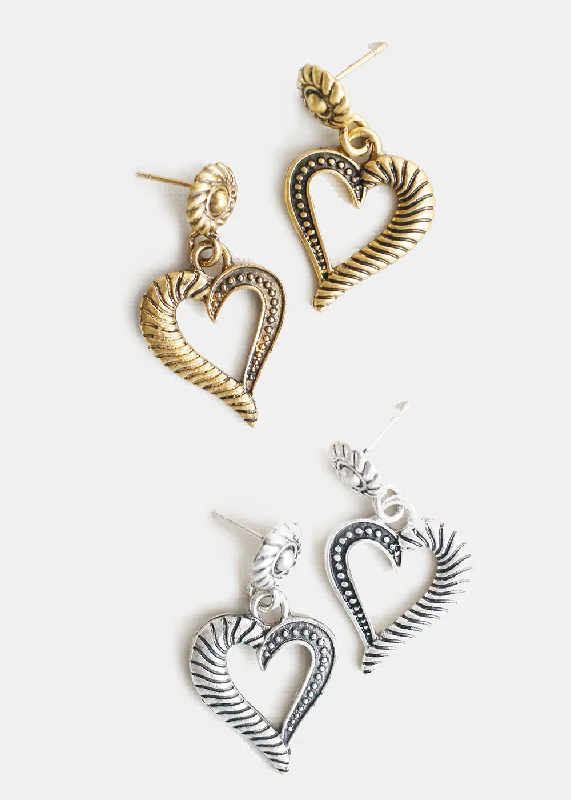 Handcrafted Beauty At Affordable Prices Textured Heart Earrings