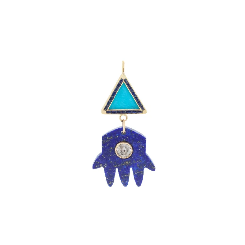 Shop Fine Jewelry With Exclusive Savings Triangle Hand Gemstone Earring with Diamond and Sapphires