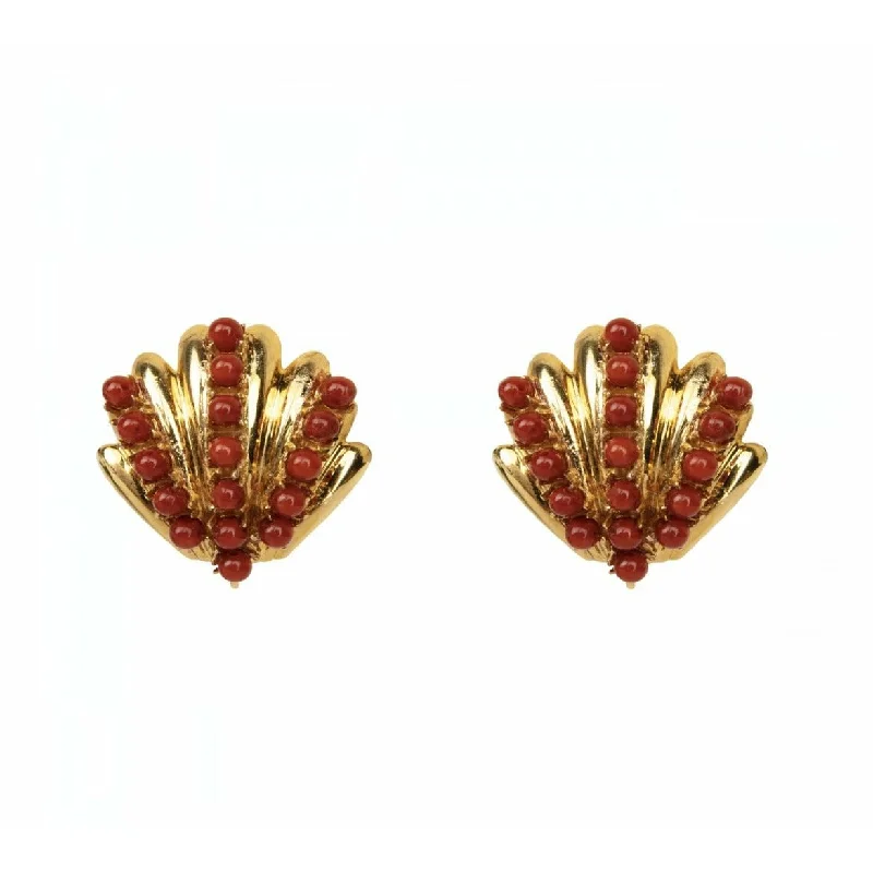 Best Jewelry Sale Prices – Limited-Time Offer Coral Gold Shell Button Earring