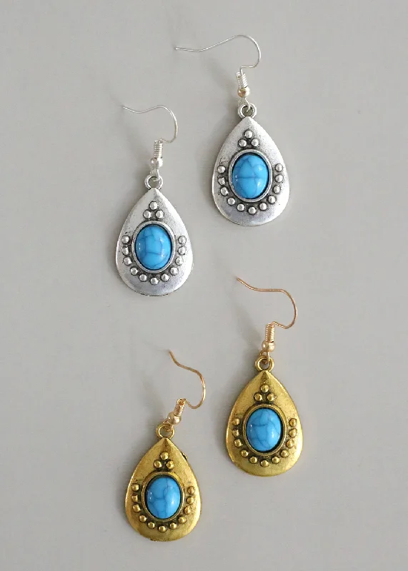 Celebrate With Sparkle – Jewelry Sale Now Live Turquoise Teardrop Stone Earrings