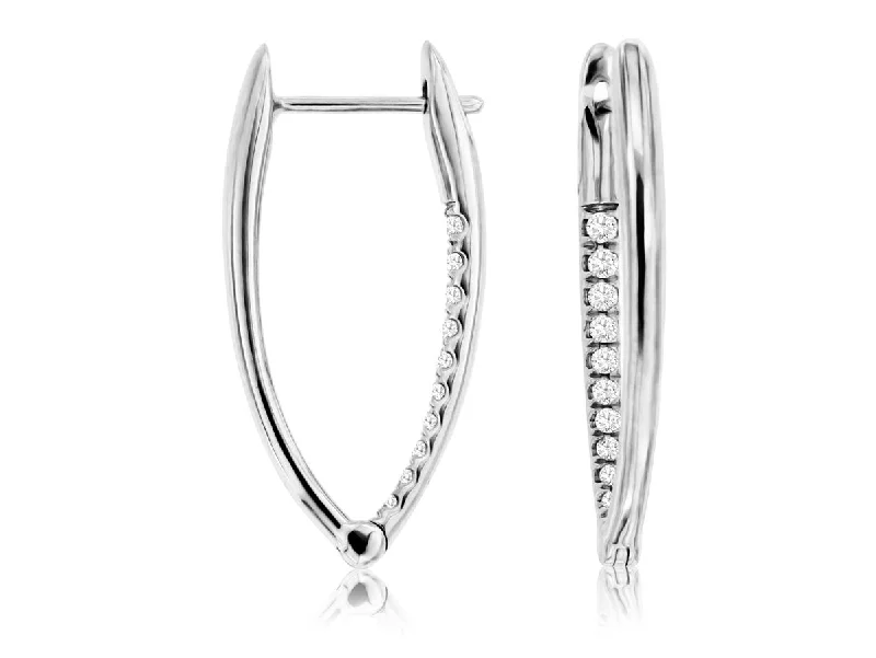 Clearance Sale On High-End Jewelry Collections V Shaped Diamond Inside Outside Hoop Earrings