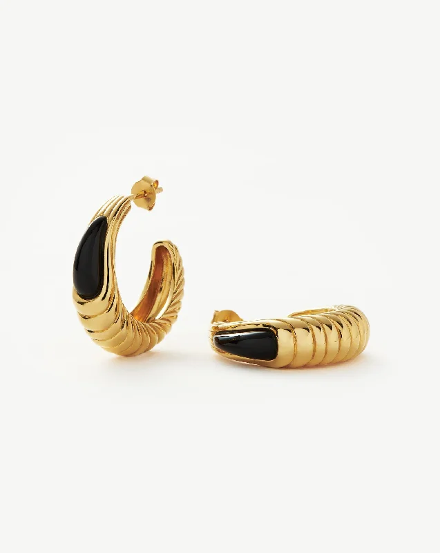 Celebrate Every Occasion With Sparkling Savings Wavy Ridge Gemstone Medium Hoop Earrings