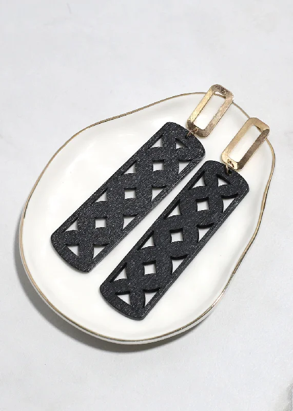Grab Your Favorite Jewelry At The Lowest Prices Wooden Rectangle Drop Earrings