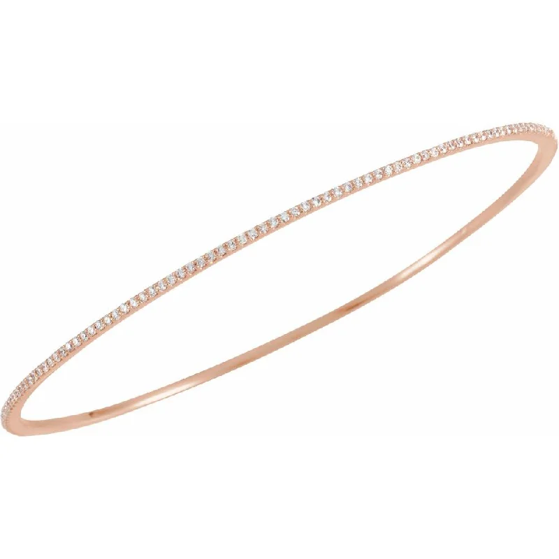 Breathtaking Jewelry At Limited-Time Savings 1.4mm 14k Yellow, White or Rose Gold 1 Ctw Diamond Bangle Bracelet