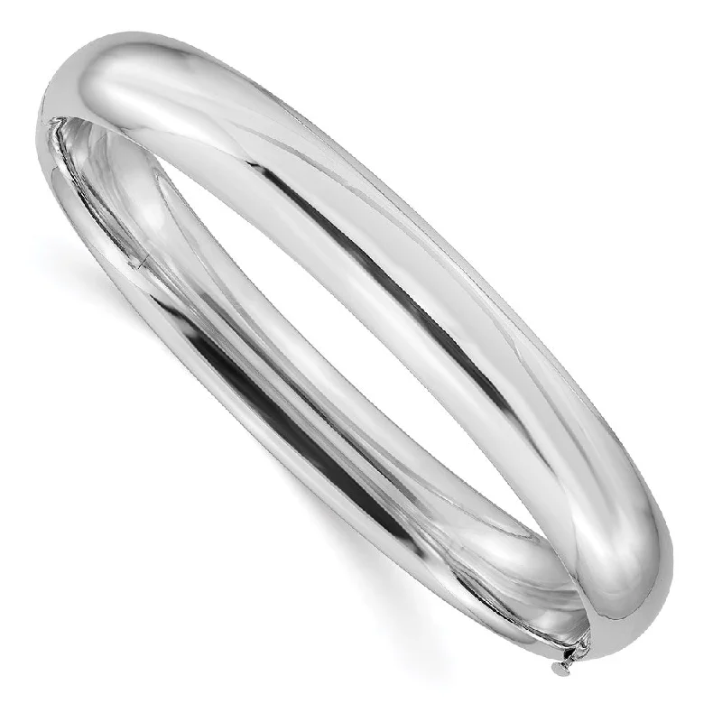 Affordable Glamour – Premium Jewelry For Less 10mm 14k White Gold High Polished Domed Hinged Bangle Bracelet
