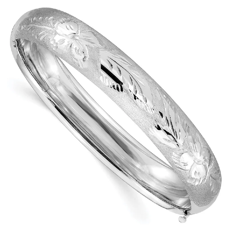 Premium Jewelry Now Available At Special Discounts 11mm 14k White Gold Florentine Engraved Hinged Bangle Bracelet