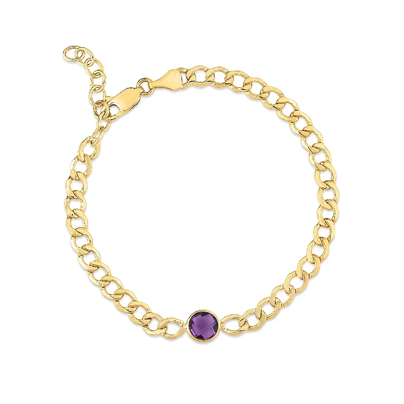 Premium Jewelry, Premium Discounts – Act Fast 14K Amethyst Curb Chain Bracelet