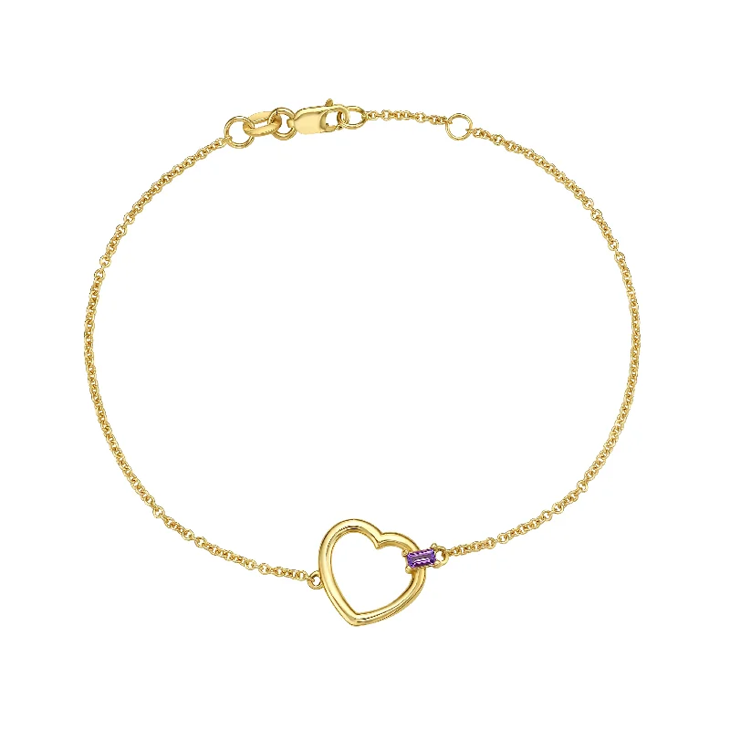 Timeless Jewelry Styles At Wallet-Friendly Prices 14K Baguette Gemstone Heart Bracelet