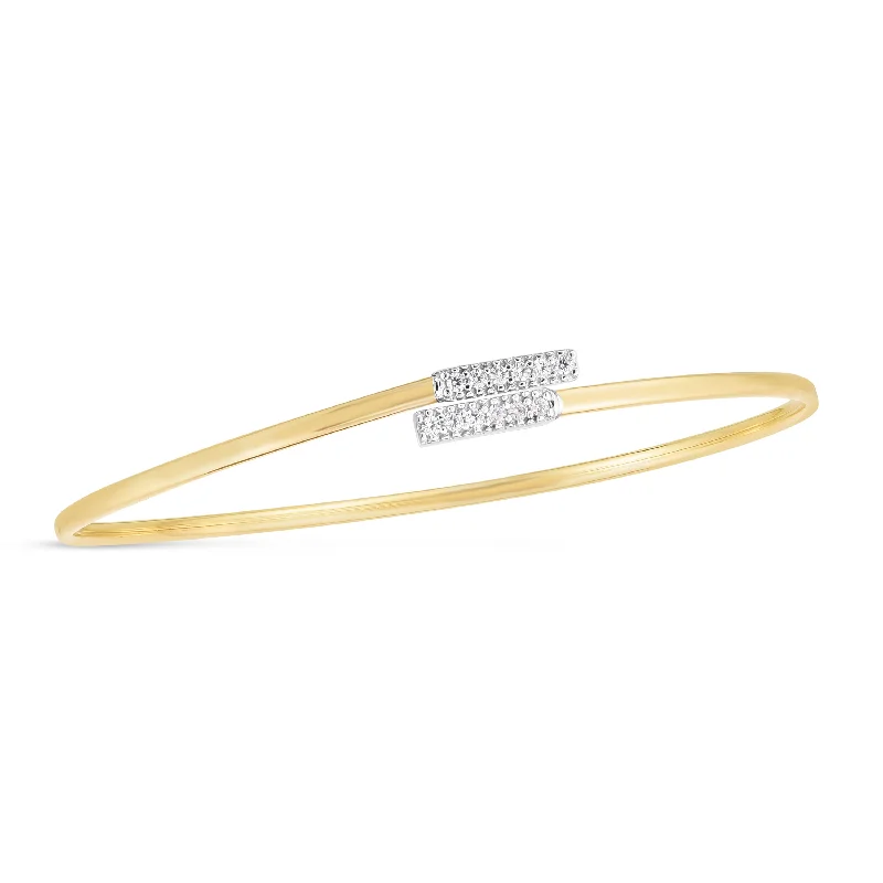 Big Discounts On Elegant Jewelry Collections 14K Diamond Bypass Bar Bangle