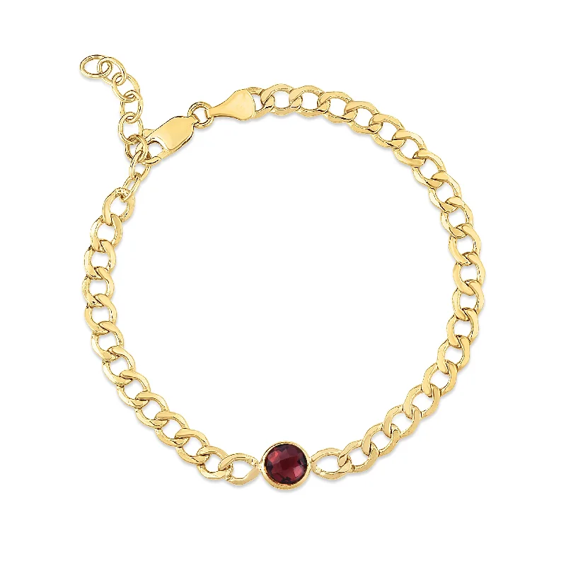 Dazzle In Elegance With Our Biggest Jewelry Sale 14K Garnet Curb Chain Bracelet