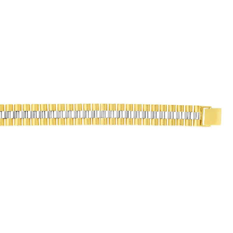 High-Quality Gemstone Jewelry For Special Occasions 14K Gold 12.3mm Railroad Link Bracelet