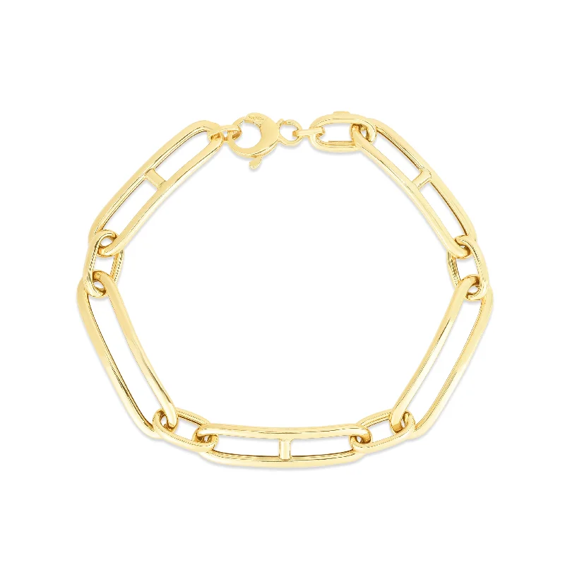 Jewelry Sale – Exclusive Styles At Lower Prices 14K Gold 7.4mm Elongated Alternating Mariner Link Bracelet