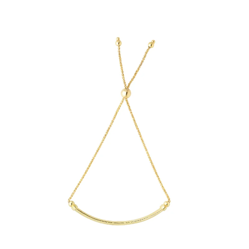 Exclusive Jewelry Sale – Shine For Less 14K Gold Curved Bar Friendship Bracelet
