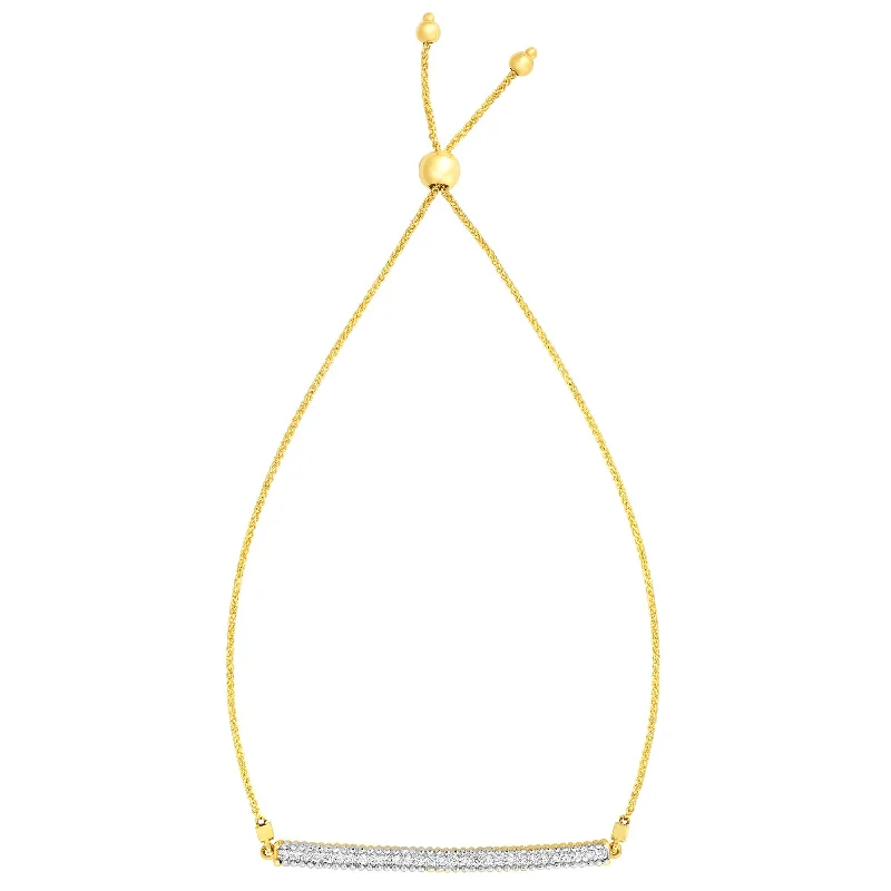 Trending Jewelry Now Available At Exclusive Prices 14K Gold Diamond Bar Friendship Bracelet