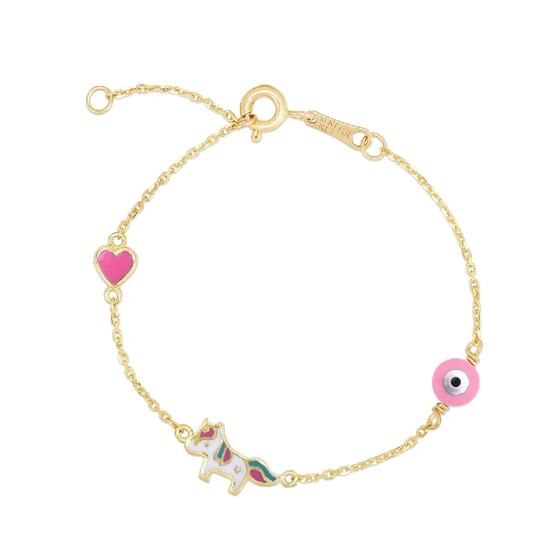 Elegant Jewelry, Affordable Luxury – Shop Now 14K Gold Enamel Unicorn Bracelet