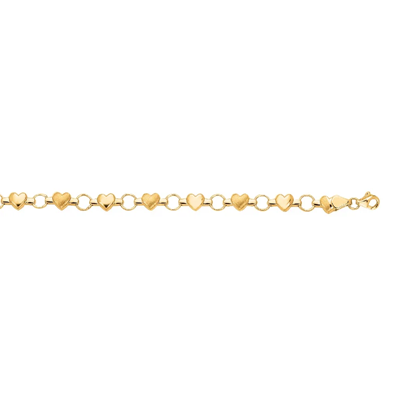 Jewelry Sale – Exclusive Styles At Lower Prices 14K Gold Heart & Satin Heart Alternating Bracelet