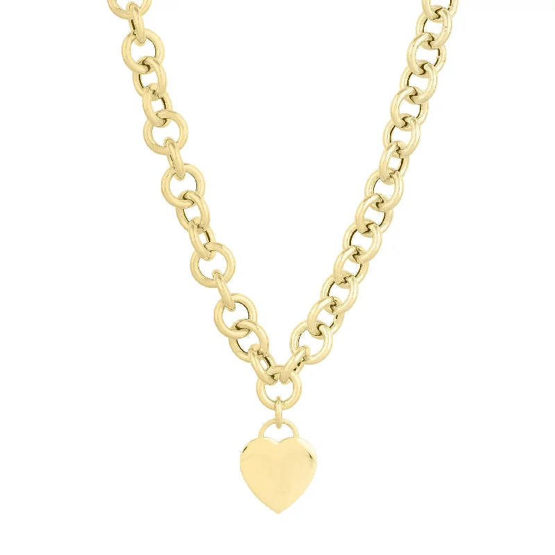 Handcrafted Beauty At Affordable Prices 14K Heart Tag & Rolo Link Bracelet