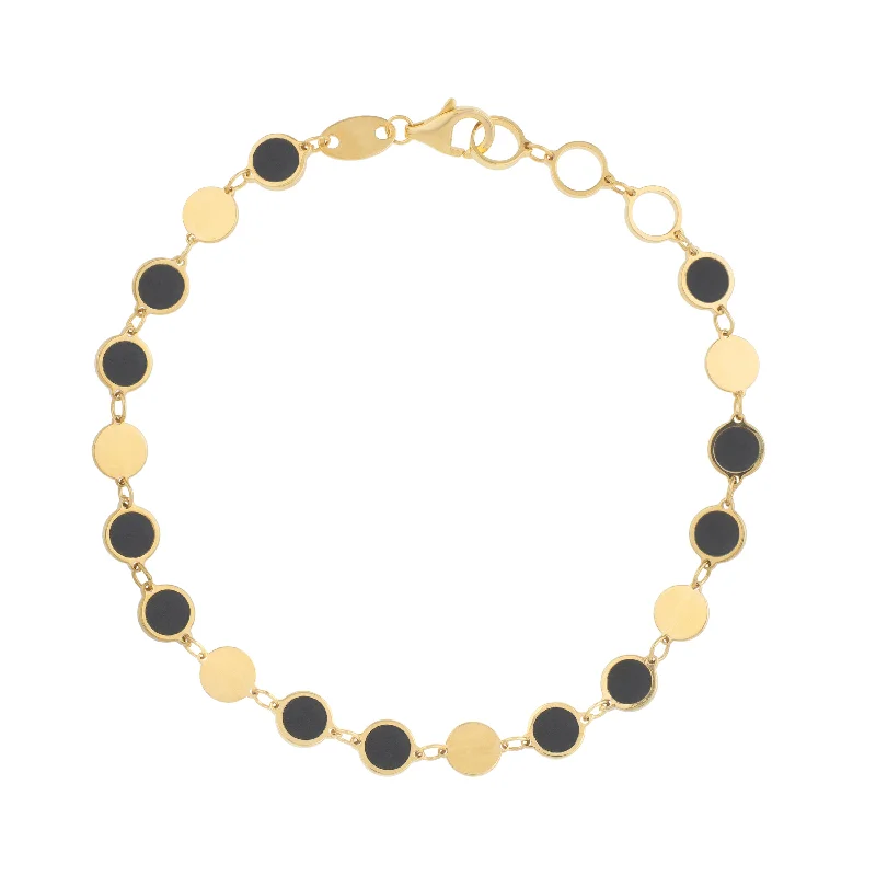 Limited-Time Jewelry Discounts – Shine Without The Splurge 14K Onyx Geometric Mirror Gem Chain Bracelet