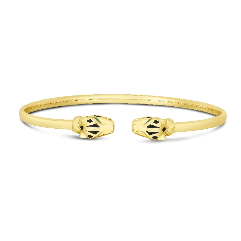Modern Statement Jewelry For Bold Styling 14K Panther Bangle
