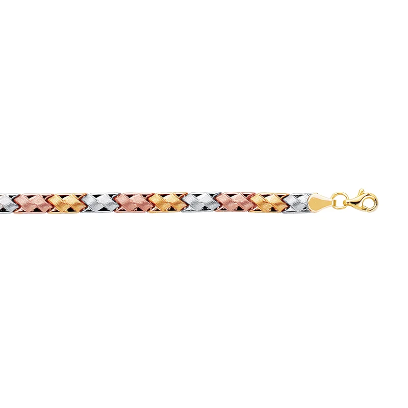 Shop Signature Jewelry Styles At Exclusive Prices 14K Tri-color Gold Satin Mini X Stampato Bracelet