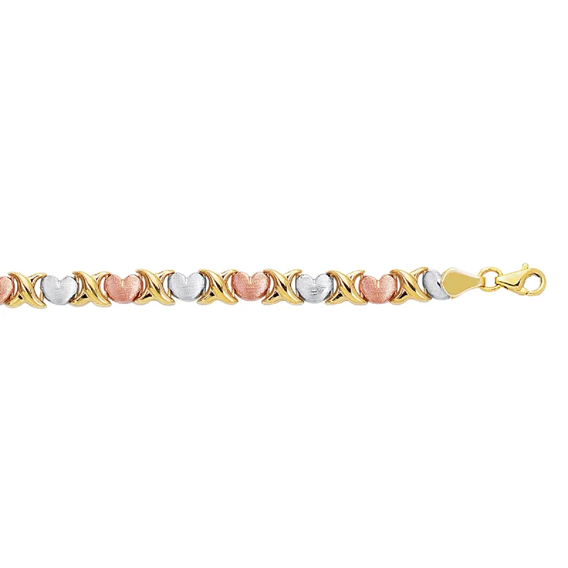 Affordable Luxury Jewelry – Style At A Great Price 14K Tri-color Gold X & O Heart Stampato Bracelet