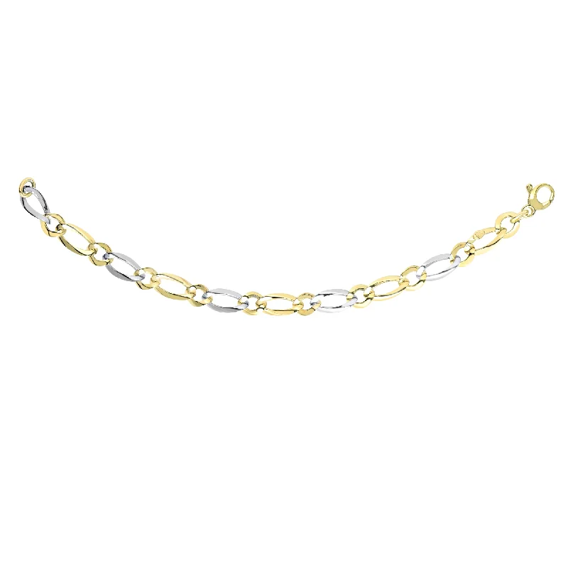 Must-Have Jewelry At Unbelievable Discounts 14K Two-tone Gold Polished Alternating Oval & Round Link Chain