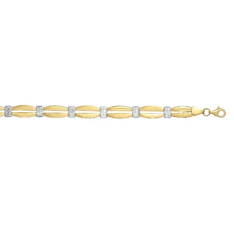 Sparkle For Less – Shop Our Limited-Time Jewelry Deals 14K Two-tone Gold Station Stampato Bracelet
