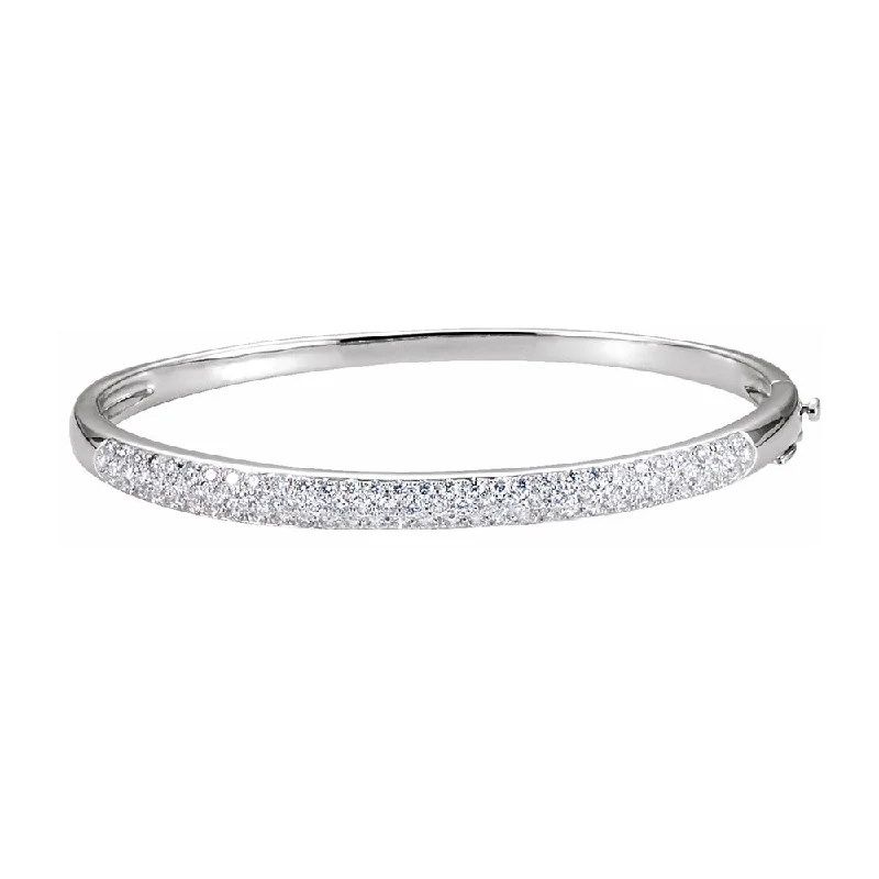 Stunning Statement Jewelry, Unbeatable Discounts 14K White Gold 1.5 CTW Diamond Hinged Bangle Bracelet, 7 Inch