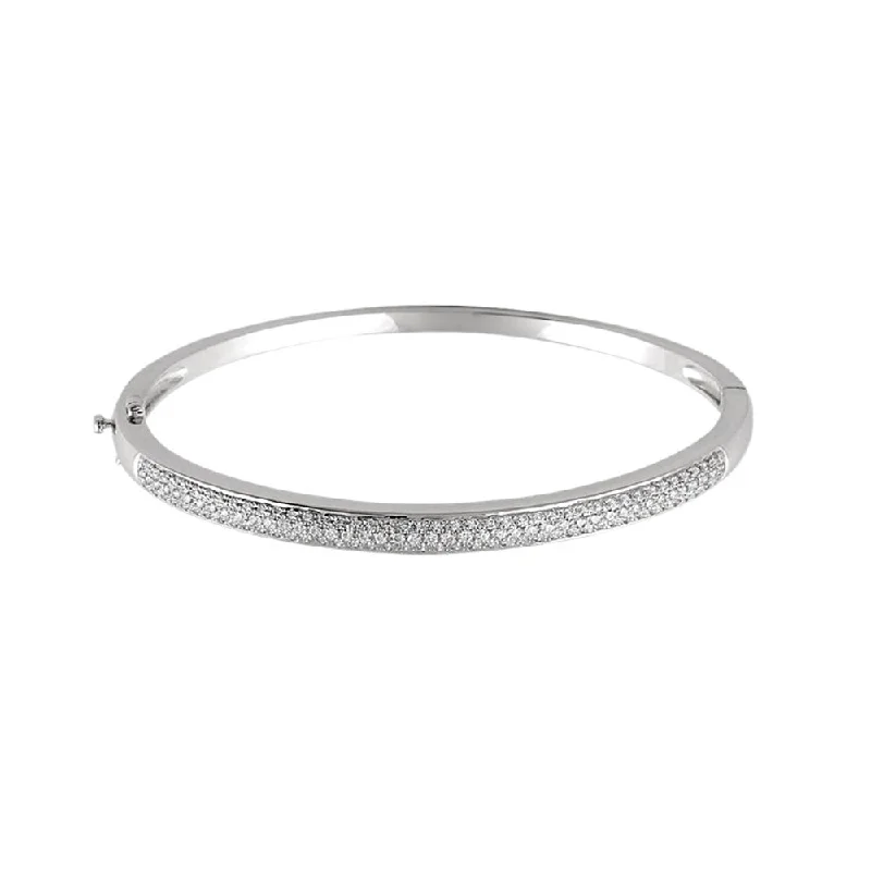 Shop Elegant Jewelry At Unbeatable Prices 14k White Gold & 1 Ctw Diamond 4.5mm Hinged Bangle Bracelet