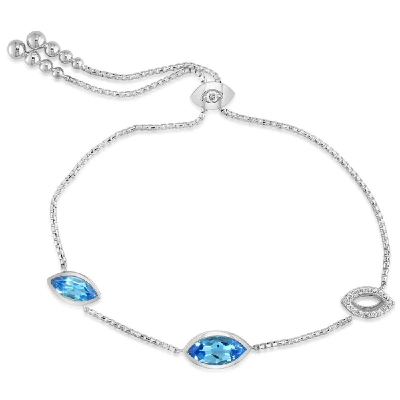Shop Fine Jewelry With Amazing Deals 14K White Gold Blue Topaz/Diamond Bracelet