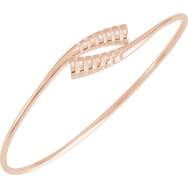 Timeless Elegance, Temporary Discounts – Act Fast 16.5mm 14k Yellow, White or Rose Gold Bypass Bangle Bracelet, 7 Inch