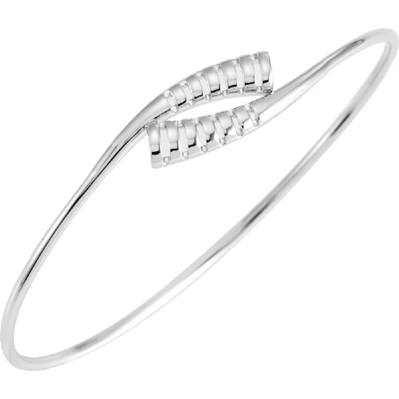 Premium Diamond Jewelry At Once-In-A-Lifetime Discounts 16.5mm Sterling Silver Bypass Bangle Bracelet, 7 Inch