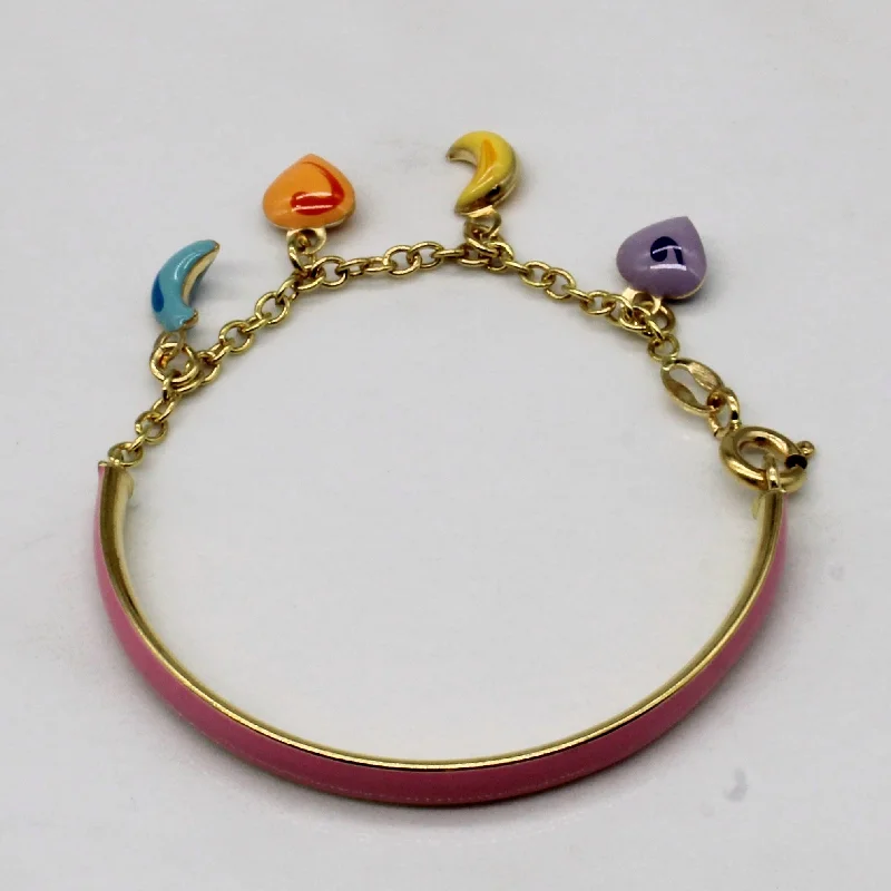 Timeless Jewelry Styles At Wallet-Friendly Prices 18k Yellow Gold Enamel Moon & Heart Bracelet | 5" |