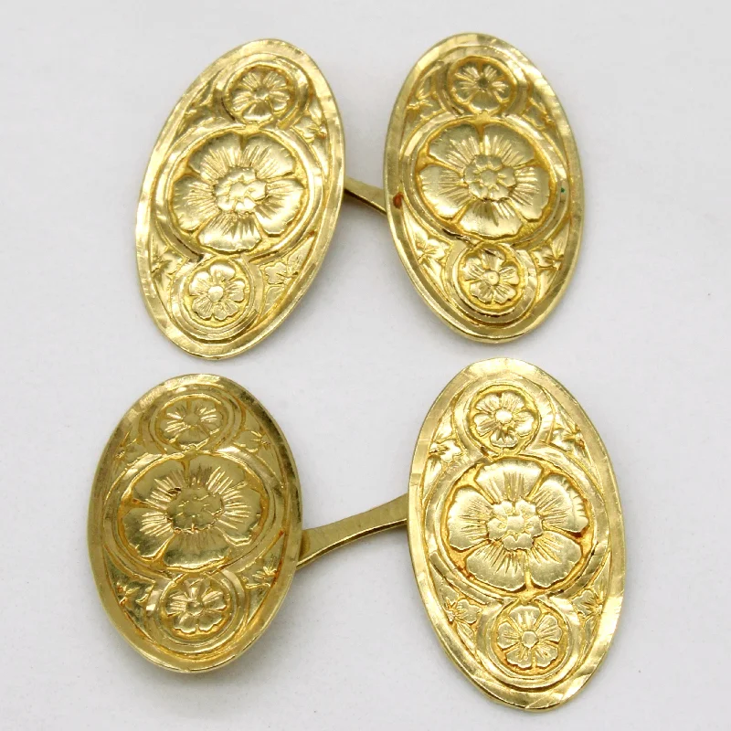 Final Call For Exquisite Jewelry At Reduced Rates 18k Yellow Gold Floral Cufflinks