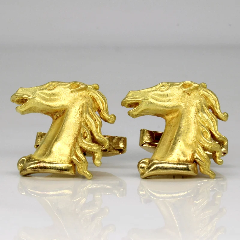 Huge Markdowns On Premium Jewelry Styles 18k Yellow Gold Horse Cufflinks