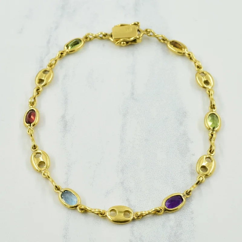 Bohemian-Inspired Jewelry For Free-Spirited Fashion 18k Yellow Gold Multi Gemstone Bracelet | 3.00ctw | 7.5" |