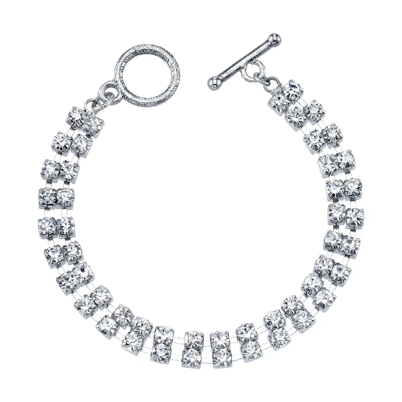 Limited-Stock Jewelry Sale – Shop Before It's Gone 1928 Jewelry 2-Row Radiant Crystal Rhinestone Toggle Bracelet