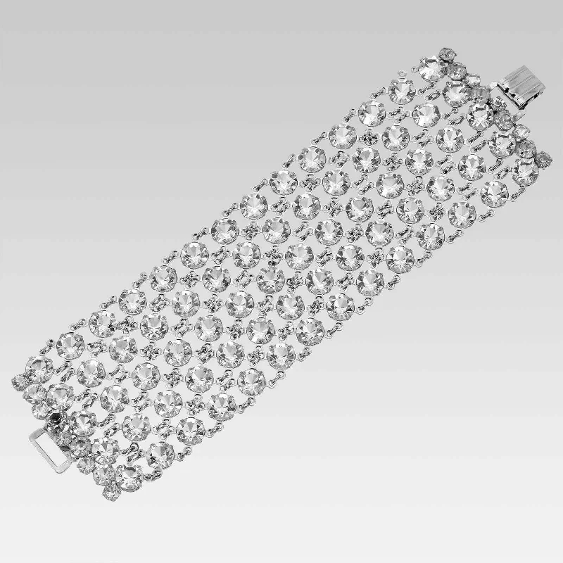 Elegant Rose Gold Jewelry For A Stylish Touch 1928 Jewelry 5 Row Round Austrian Crystal Chain Bracelet 7 Inch