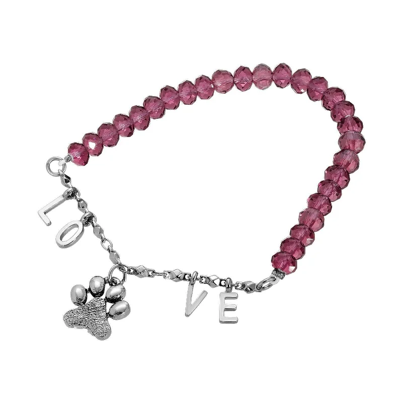 Don't Miss Our Biggest Jewelry Sale Of The Season 1928 Jewelry Purple Amethyst Bead Love and Animal Paw Stretch Bracelet